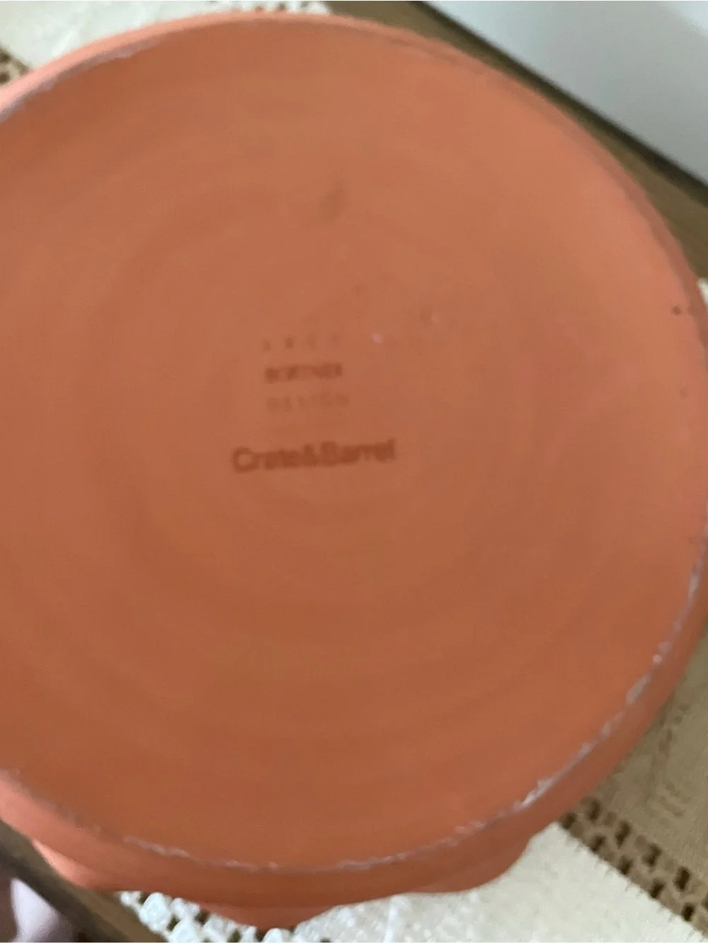 Crate & Barrel terracotta Veggie Chip Dip Bowl